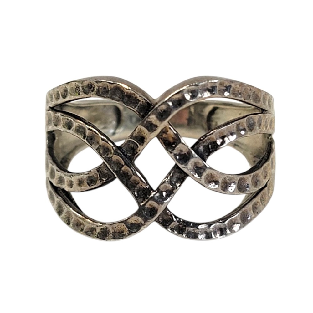 Sterling Silver Ring Size 7.5 TJC Celtic Knot Brutalist Style Hammered 925 TJ‎